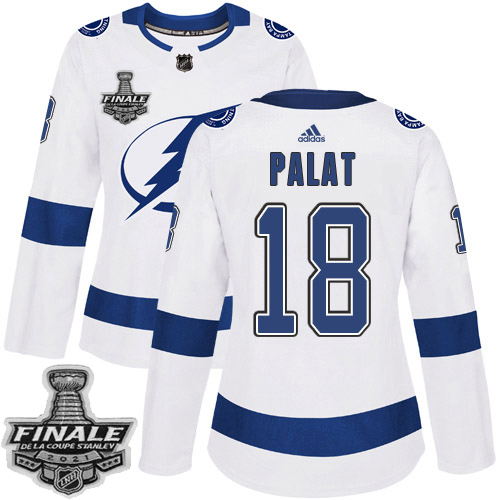 Personalized Lightning #18 Ondrej Palat White Road Authentic Women’s 2021 NHL Stanley Cup Final Patch Jersey