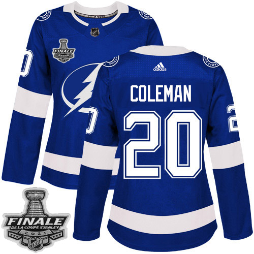 Personalized Lightning #20 Blake Coleman Blue Home Authentic Women’s 2021 NHL Stanley Cup Final Patch Jersey