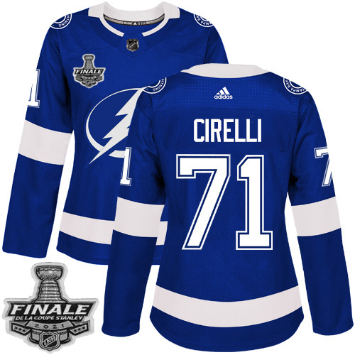 Personalized Lightning #71 Anthony Cirelli Blue Home Authentic Women’s 2021 NHL Stanley Cup Final Patch Jersey