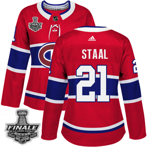 Personalized Canadiens #21 Eric Staal Red Home Authentic Women’s 2021 NHL Stanley Cup Final Patch Jersey