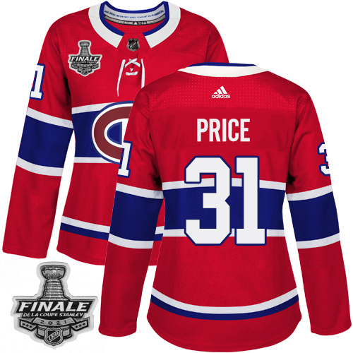 Personalized Canadiens #31 Carey Price Red Home Authentic Women’s 2021 NHL Stanley Cup Final Patch Jersey