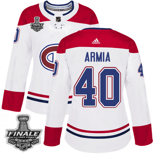 Personalized Canadiens #40 Joel Armia White Road Authentic Women’s 2021 NHL Stanley Cup Final Patch Jersey