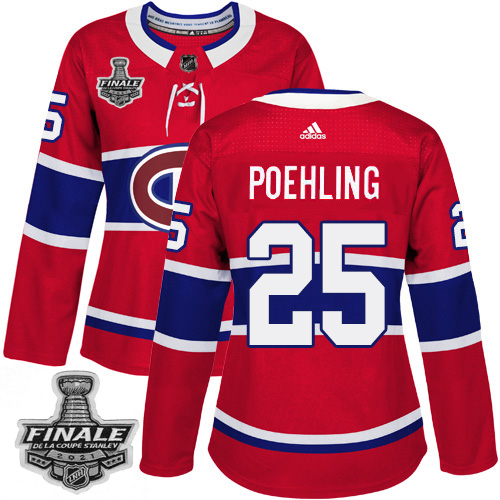 Personalized Canadiens #25 Ryan Poehling Red Home Authentic Women’s 2021 NHL Stanley Cup Final Patch Jersey