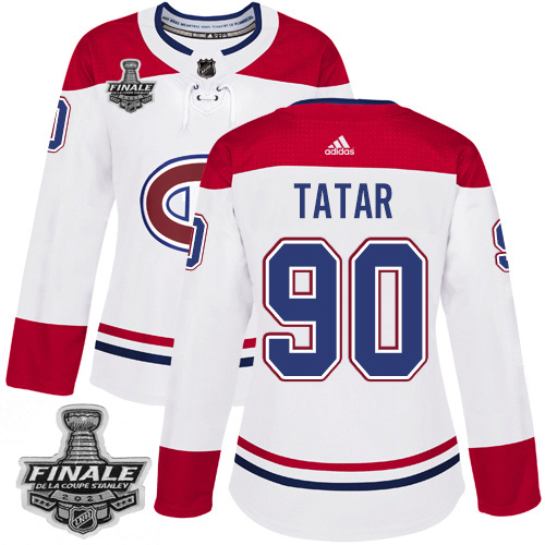 Personalized Canadiens #90 Tomas Tatar White Road Authentic Women’s 2021 NHL Stanley Cup Final Patch Jersey