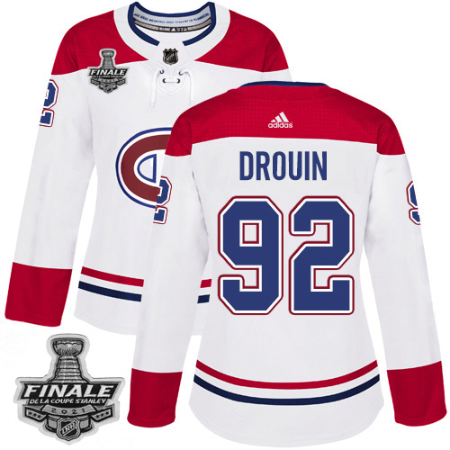 Personalized Canadiens #92 Jonathan Drouin White Road Authentic Women’s 2021 NHL Stanley Cup Final Patch Jersey
