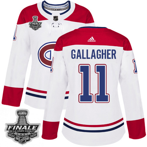Personalized Canadiens #11 Brendan Gallagher White Road Authentic Women’s 2021 NHL Stanley Cup Final Patch Jersey