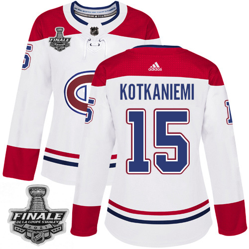 Personalized Canadiens #15 Jesperi Kotkaniemi White Road Authentic Women’s 2021 NHL Stanley Cup Final Patch Jersey