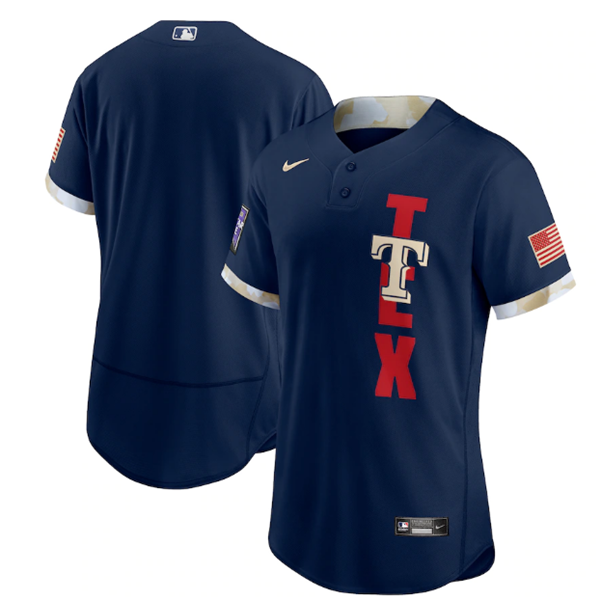 Personalized Texas Rangers Blank 2021 Navy All-Star Flex Base Stitched MLB Jersey