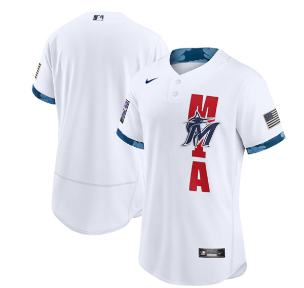 Personalized Miami Marlins Blank 2021 White All-Star Flex Base Stitched MLB Jersey