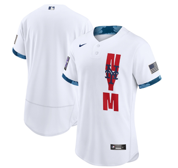 Personalized New York Mets Blank 2021 White All-Star Flex Base Stitched MLB Jersey