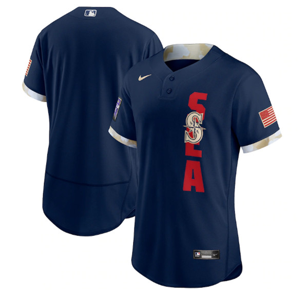 Personalized Seattle Mariners Blank 2021 Navy All-Star Flex Base Stitched MLB Jersey