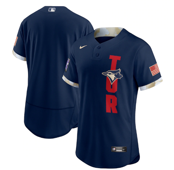 Personalized Toronto Blue Jays Blank 2021 Navy All-Star Flex Base Stitched MLB Jersey