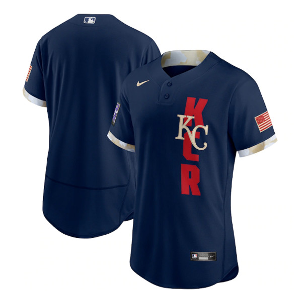 Personalized Kansas City Royals Blank 2021 Navy All-Star Flex Base Stitched MLB Jersey