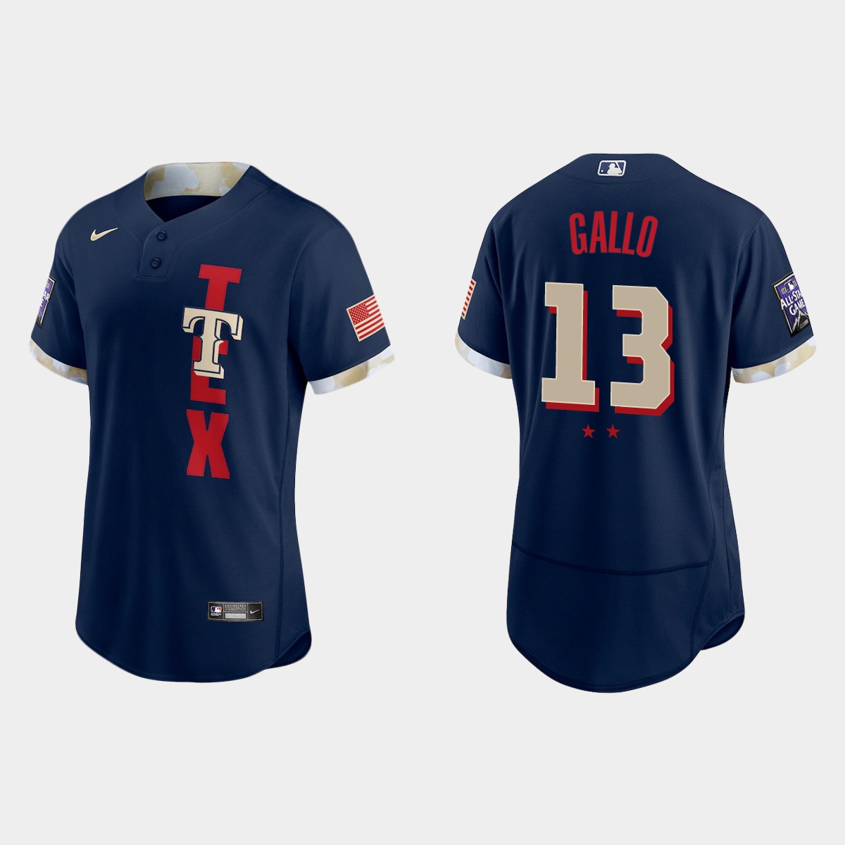 Personalized Texas Rangers #13 Joey Gallo 2021 Mlb All Star Game Authentic Navy Jersey