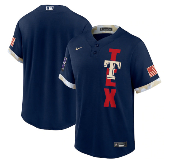 Personalized Men’s Texas Rangers Blank 2021 Navy All-Star Cool Base Stitched MLB Jersey