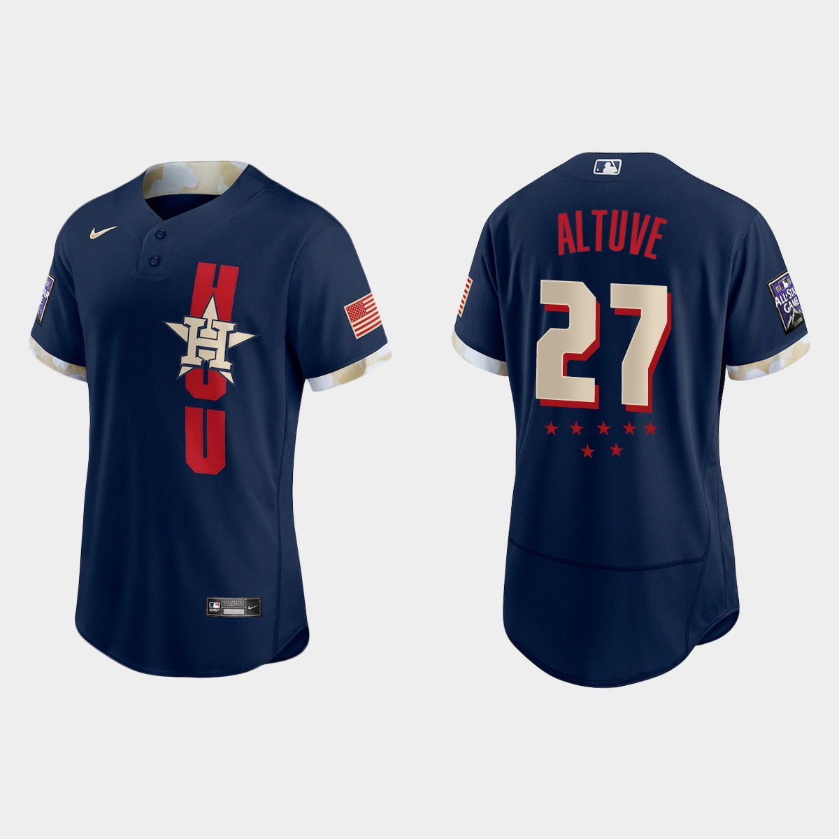 Personalized Houston Astros #27 Jose Altuve 2021 Mlb All Star Game Authentic Navy Jersey