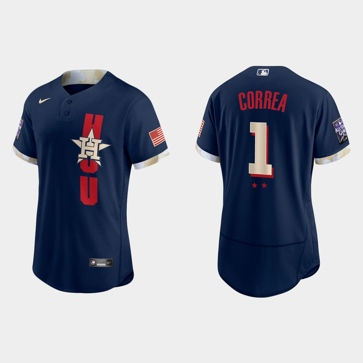 Personalized Houston Astros #1 Carlos Correa 2021 Mlb All Star Game Authentic Navy Jersey