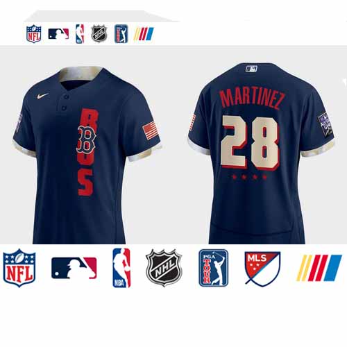 Personalized Boston Red Sox #28 J.D. Martinez 2021 Mlb All Star Game Authentic Navy Jersey