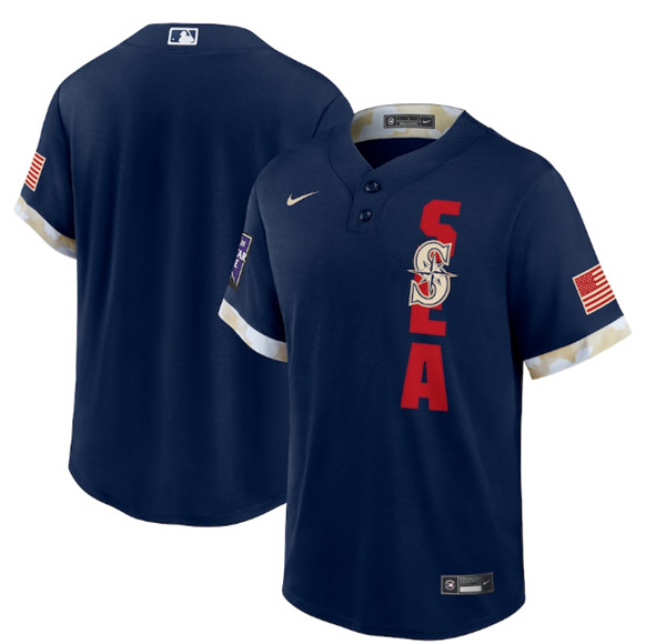 Personalized Men’s Seattle Mariners Blank 2021 Navy All-Star Cool Base Stitched MLB Jersey