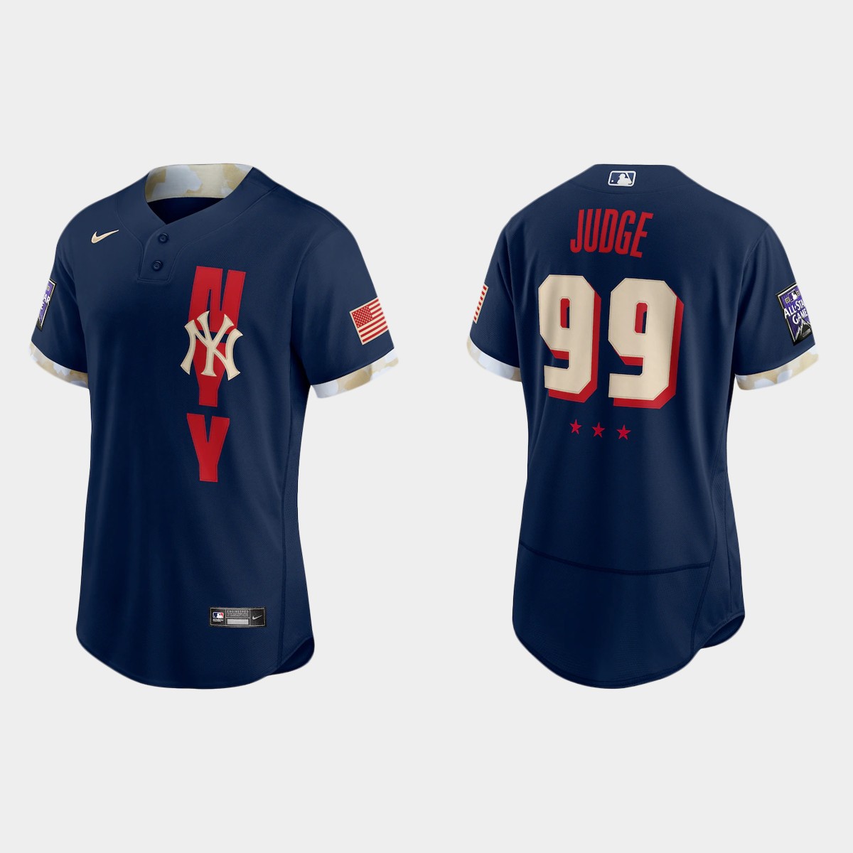Personalized New York Yankees #99 Aaron Judge 2021 Mlb All Star Game Authentic Navy Jersey