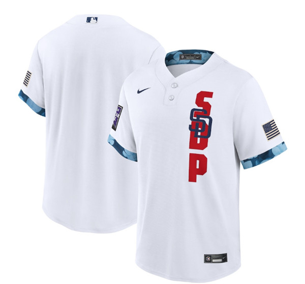 Personalized Men’s San Diego Padres Blank 2021 White All-Star Cool Base Stitched MLB Jersey