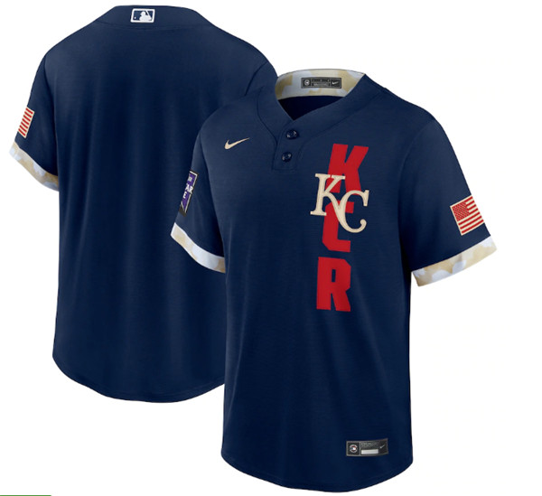 Personalized Men’s Kansas City Royals Blank 2021 Navy All-Star Cool Base Stitched MLB Jersey