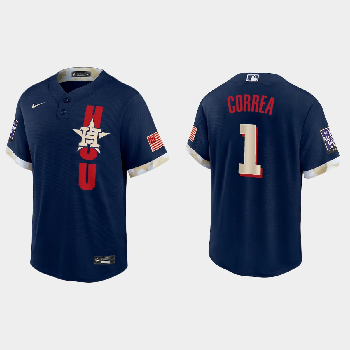 Personalized Houston Astros #1 Carlos Correa 2021 Mlb All Star Game Fan’s Version Navy Jersey