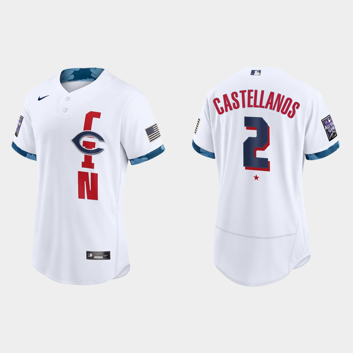 Personalized Cincinnati Reds #2 Nick Castellanos 2021 Mlb All Star Game Authentic White Jersey