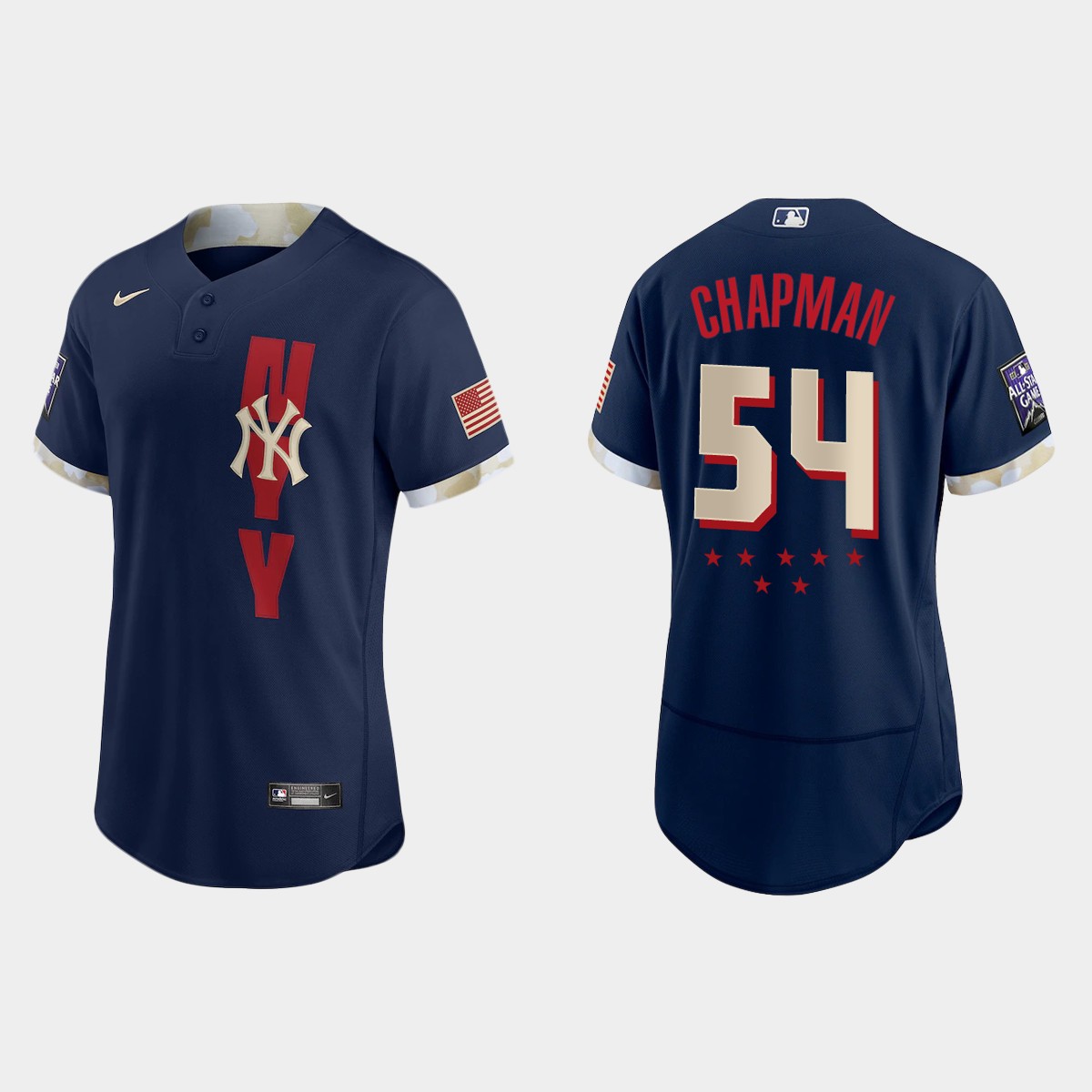 Personalized New York Yankees #54 Aroldis Chapman 2021 Mlb All Star Game Authentic Navy Jersey