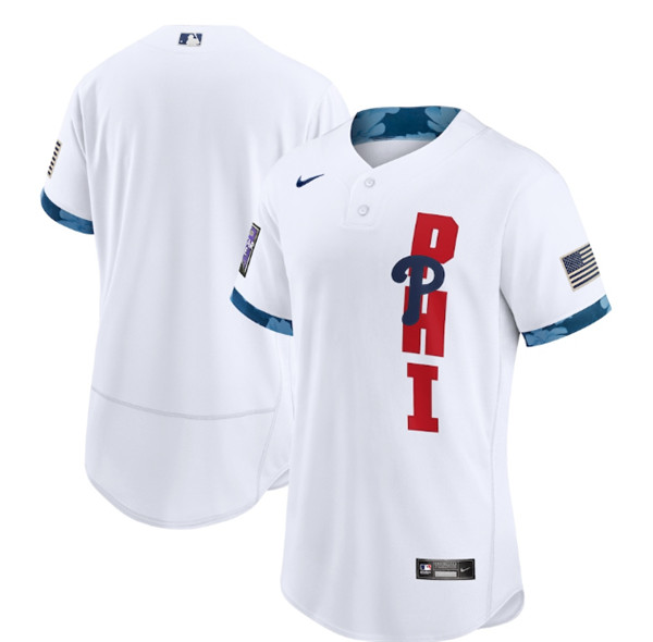 Personalized Men’s Philadelphia Phillies Blank 2021 White All-Star Flex Base Stitched MLB Jersey