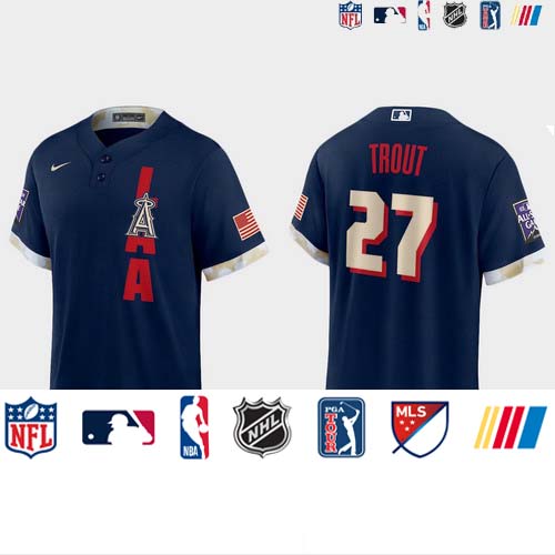 Personalized Los Angeles Angels #27 Mike Trout 2021 Mlb All Star Game Fan’s Version Navy Jersey_1