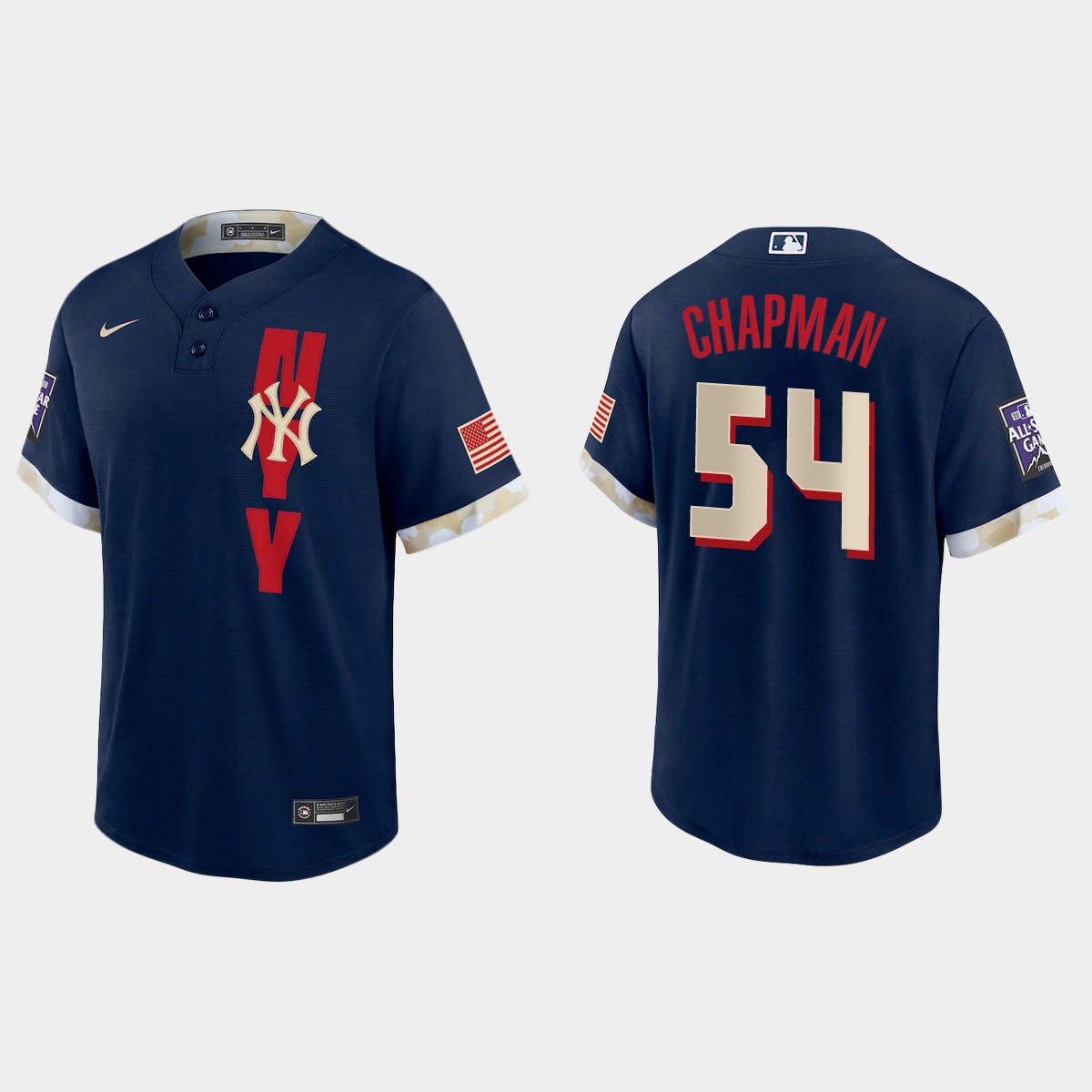 Personalized New York Yankees #54 Aroldis Chapman 2021 Mlb All Star Game Fan’s Version Navy Jersey