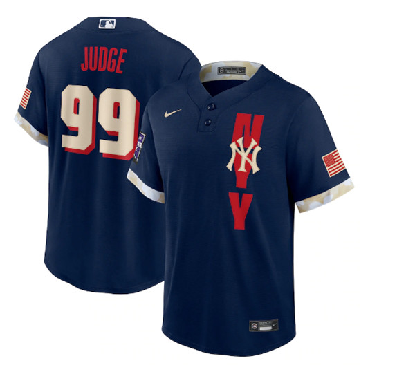 Personalized Men’s New York Yankees #99 Aaron Judge 2021 Navy All-Star Cool Base Stitched MLB Jersey