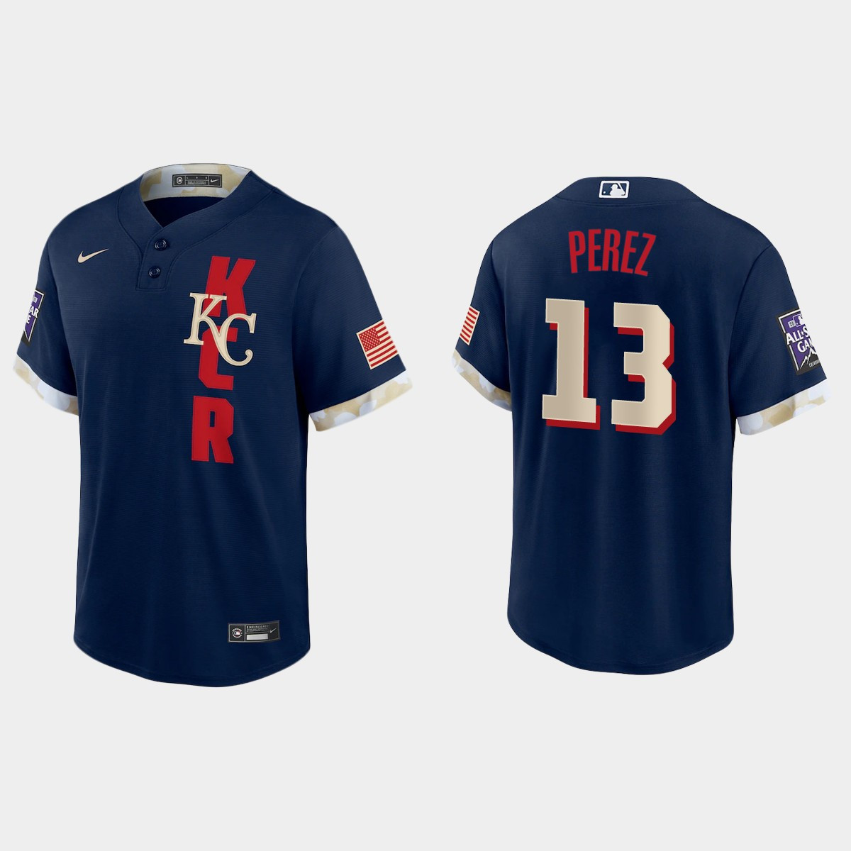 Personalized Kansas City Royals #13 Salvador Perez 2021 Mlb All Star Game Fan’s Version Navy Jersey_1