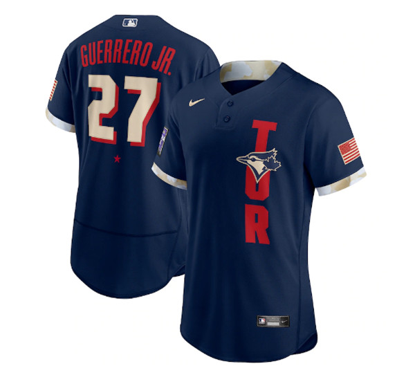 Personalized Toronto Blue Jays #27 Vladimir Guerrero Jr. 2021 Navy All-Star Flex Base Stitched MLB Jersey