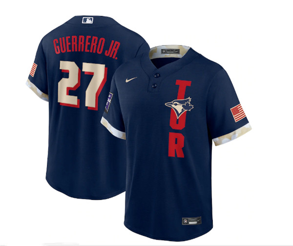Personalized Men’s Toronto Blue Jays #27 Vladimir Guerrero Jr. 2021 Navy All-Star Cool Base Stitched MLB Jersey