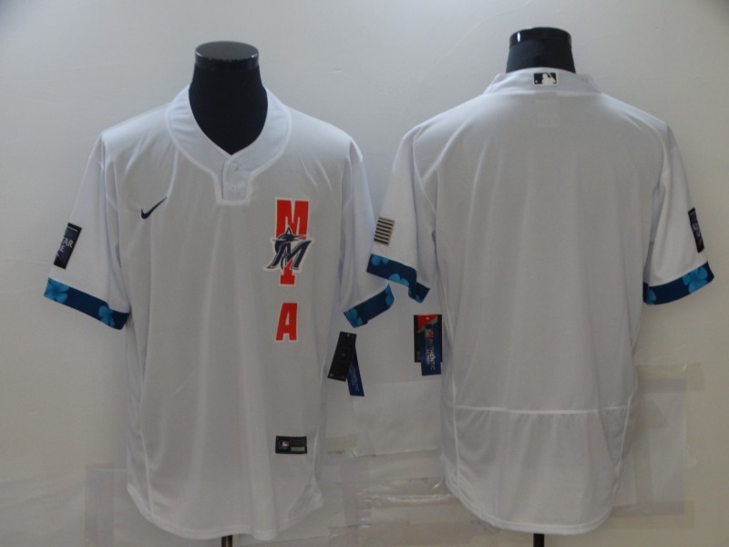 Personalized Marlins Blank White 2021 MLB All-Star Flexbase Jersey