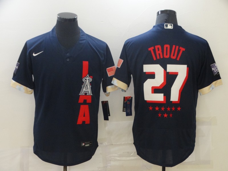 Personalized Angels 27 Mike Trout Navy 2021 MLB All-Star FlexBase Jersey