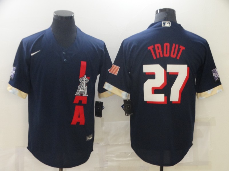 Personalized Angels 27 Mike Trout Navy 2021 MLB All-Star Cool Base Jersey