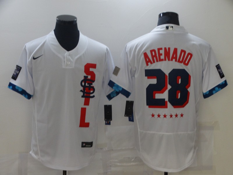 Personalized Cardinals 28 Nolan Arenado White 2021 MLB All-Star Flexbase Jersey