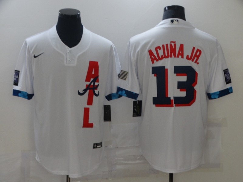 Personalized Braves 13 Ronald Acuna Jr. White 2021 MLB All-Star Cool Base Jersey