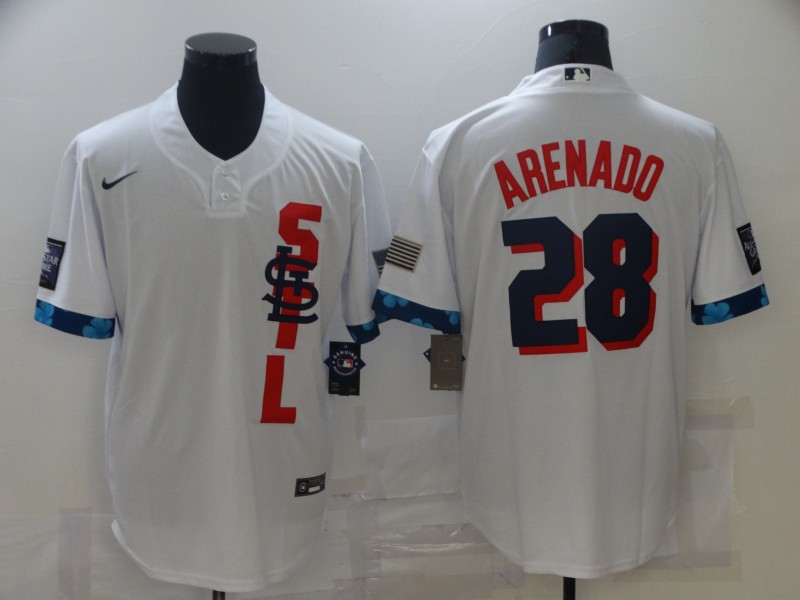 Personalized Cardinals 28 Nolan Arenado White 2021 MLB All-Star Cool Base Jersey