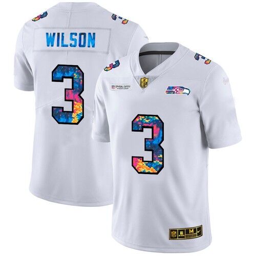 Personalized Seattle Seahawks #3 Russell Wilson White 2020 Crucial Catch Jersey