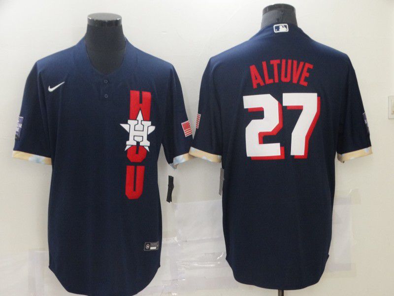 Personalized Men Houston Astros 27 Altuve Blue 2021 All Star Game MLB Jersey