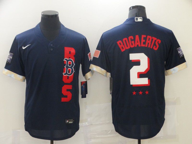 Personalized Men Boston Red Sox 2 Bogaerts Blue 2021 All Star Elite MLB Jersey