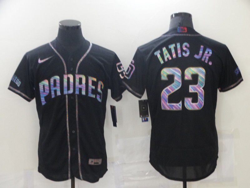 Personalized Men San Diego Padres 23 Tatis jr Black Colorful Edition Elite 2021 MLB Jersey