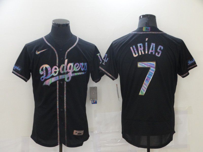 Personalized Men Los Angeles Dodgers 7 Urias Black Colorful Edition Elite 2021 MLB Jersey