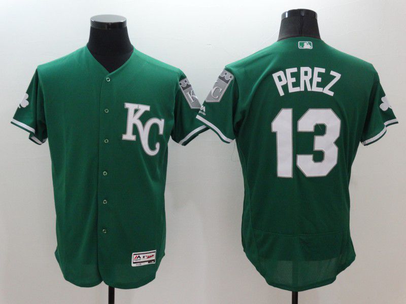 Personalized Men Kansas City Royals 13 Perez Green Elite 2021 MLB Jerseys