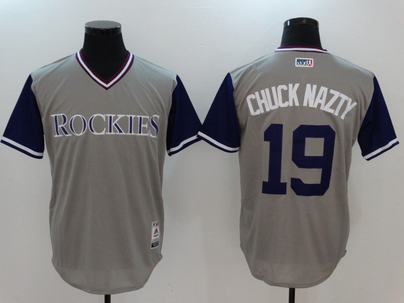 Personalized Men Colorado Rockies 19 Chuck nazty Gray Game Legend Edition MLB Jersey
