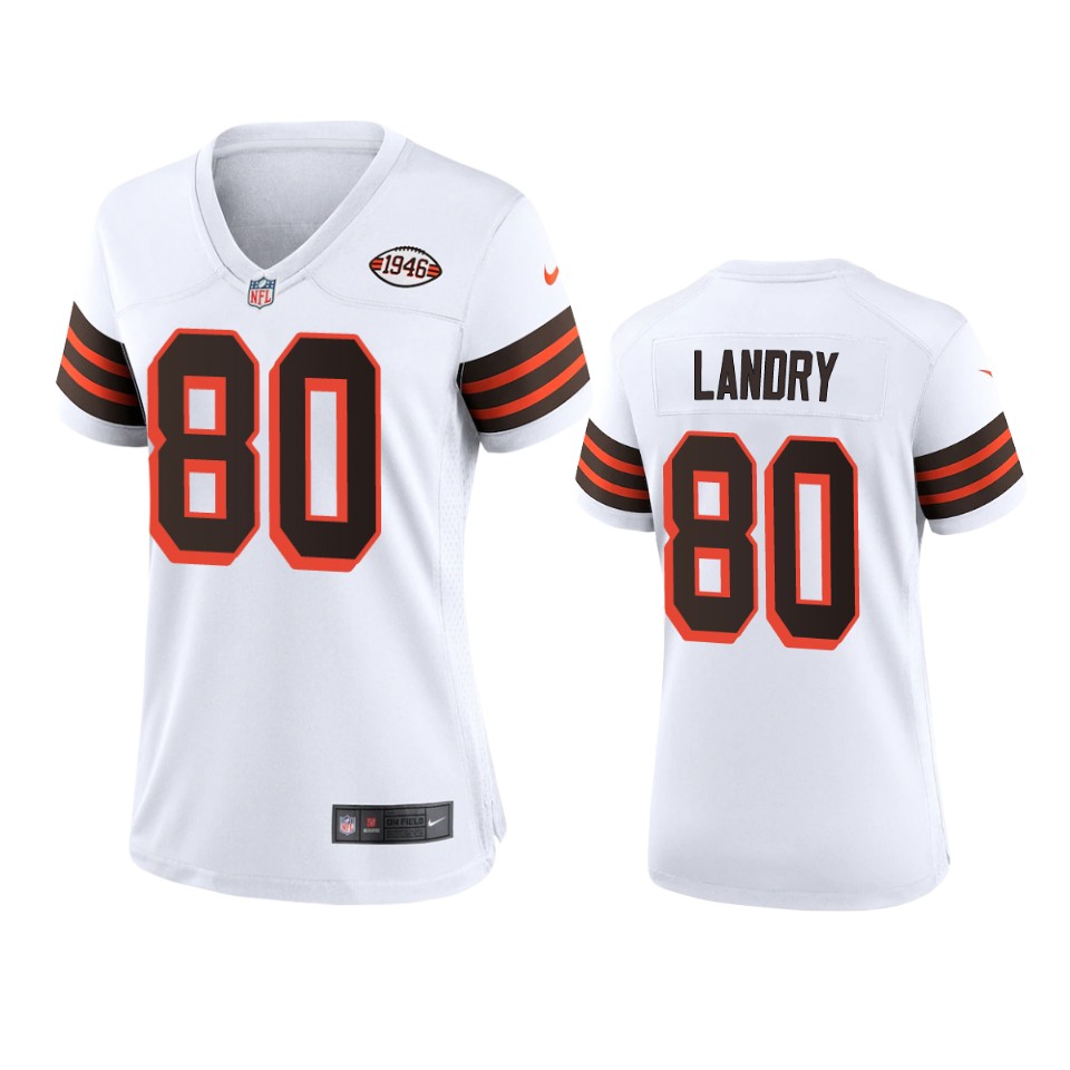 Personalized Women Browns #80 Jarvis Landry 1946 Collection Alternate Game Limited NFL Jersey – White